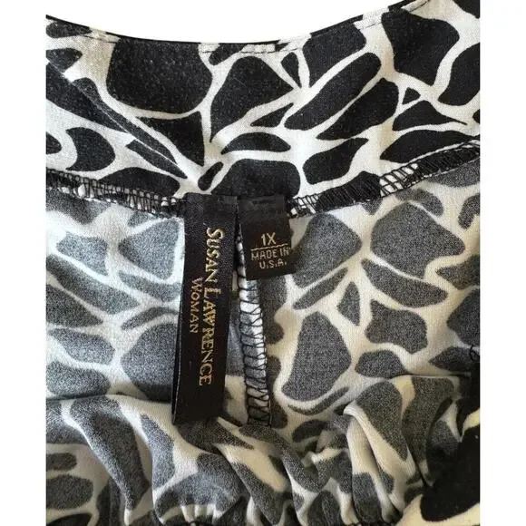 Susan Lawrence Black & White Abstract Print Blouse - Picture 5 of 6